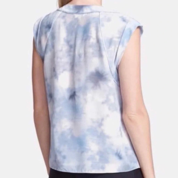 Rebecca Taylor 100% Silk Dreamy Flowy Crossover Front Cloud Watercolor Blouse 10 - Picture 2 of 7